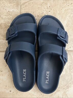 PLACE Kids Navy Double-Strap Buckle Slides 3Y